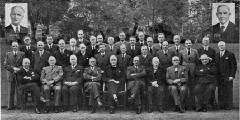 Sidlow Baxter with the office-bearers (elders and deacons) of Charlotte Chapel in Charlotte Square Gardens in 1952.