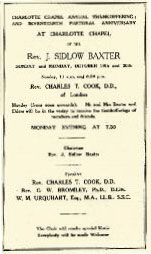 October 1952 was Sidlow Baxter’s seventeenth and last anniversary weekend in the Chapel.