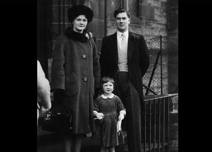 Joyce, Lesley and Ian at a wedding at Bellvue, c1965