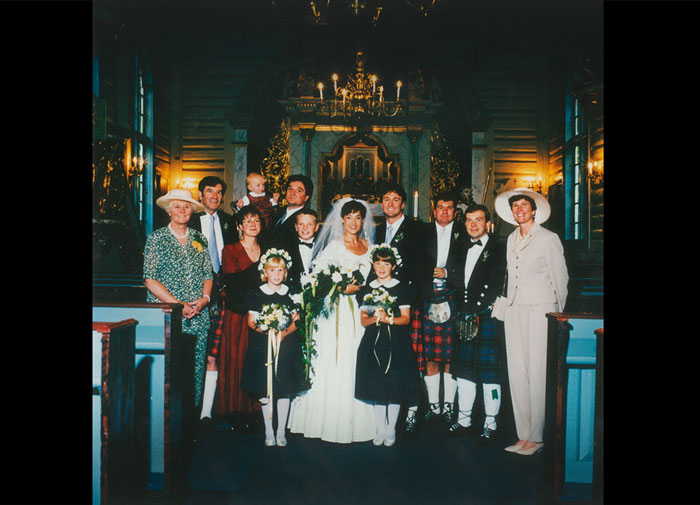 Sandy and Christina's wedding, Oslo, September 1995: Joyce, Ian, Frances Balfour, James Balfour, Alison Tait, Robin Balfour, David Tait, Christina, Sandy, Janny Tait, Jeremy Balfour, Graeme Tait, Lesley Tait