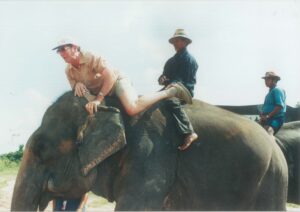 Ian on an elephant 1996